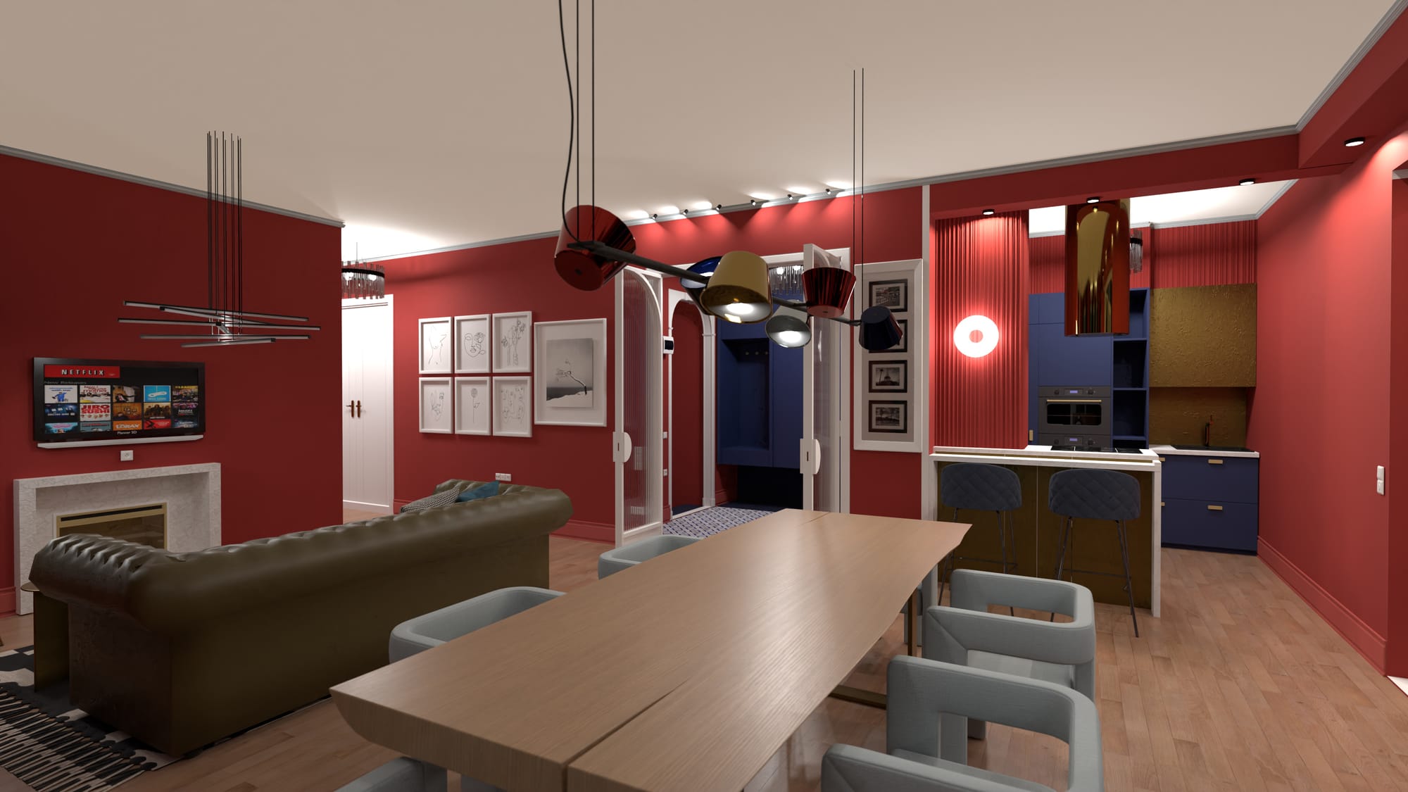 Sala de jantar e de estar projetada no Planner 5D 