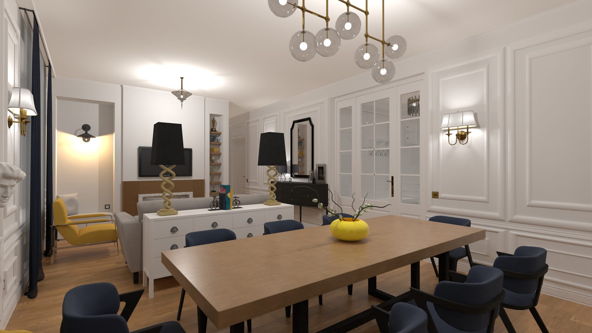 Sala de jantar e sala de estar projeto no Planner 5D