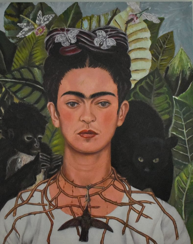 Selbstbildnis mit Dornenhalskette von Frida Kahlo
