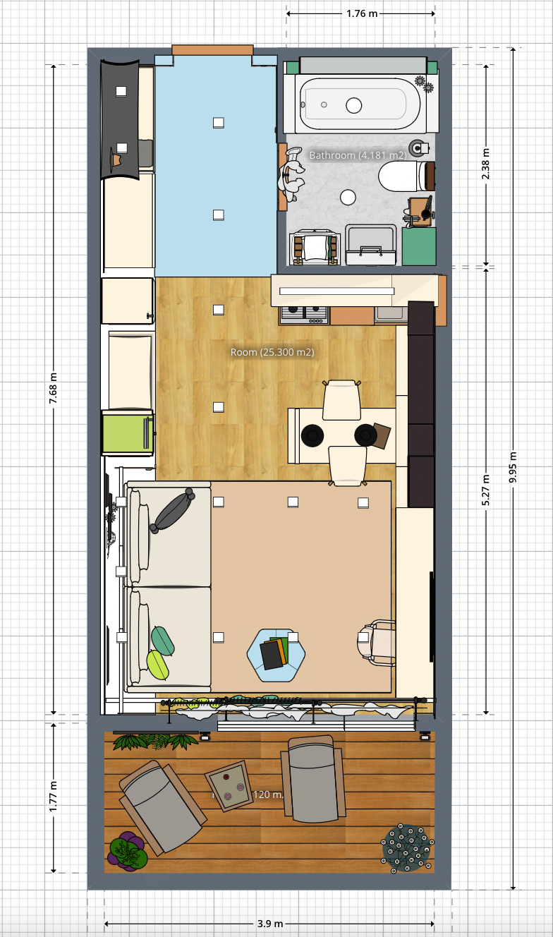 plano con medidas de apartamento tipo estudio planner 5D