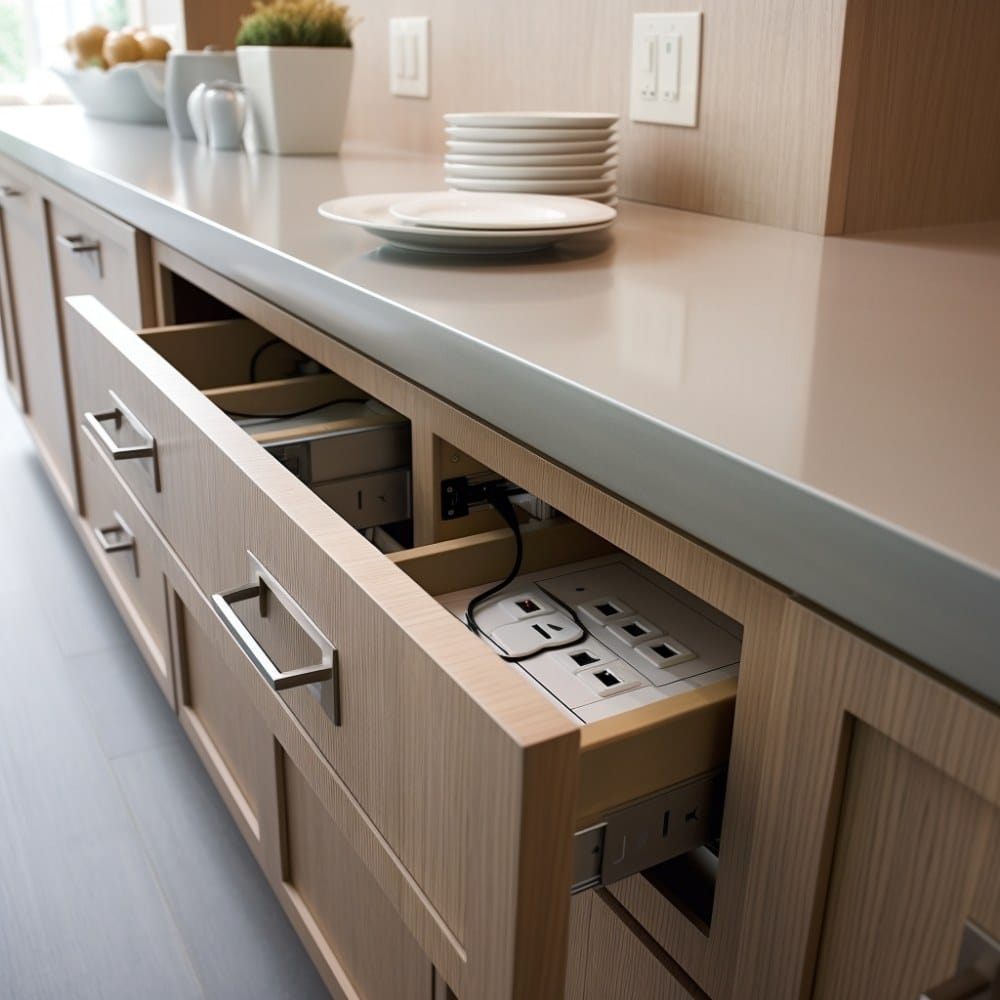 kitchen drawer with hidden outlets