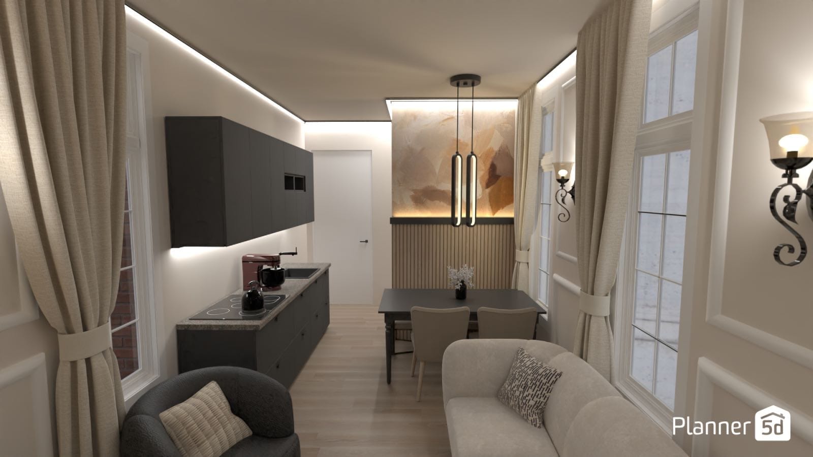 interior design software, 3d render of kitchen