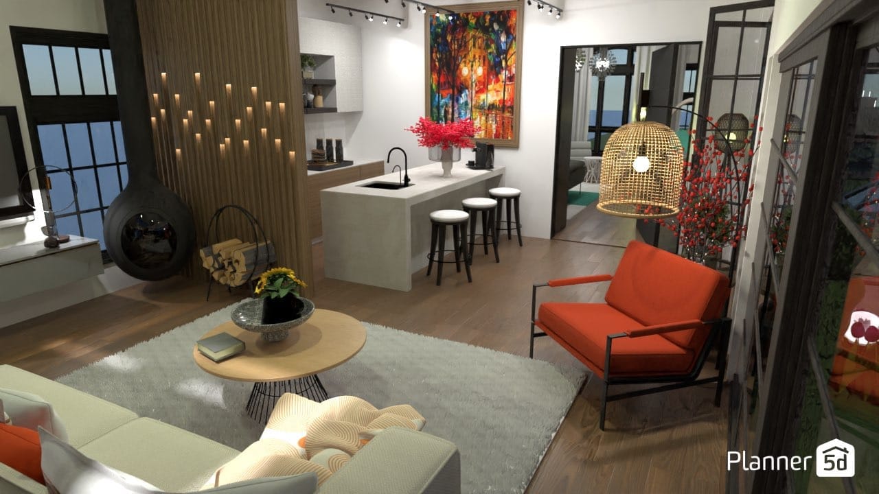 open concept living room render 3d interior design software