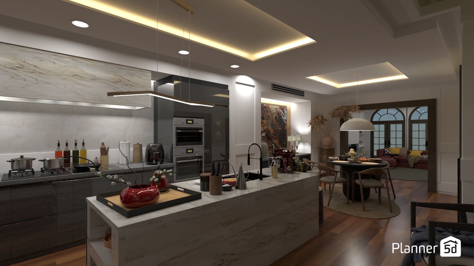 кухня в стиле лофт, спроектированная в Planner 5D