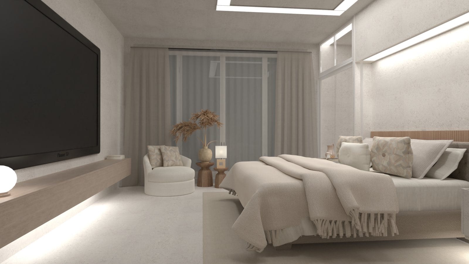 render 3d de dormitorio de diseño minimalista en planner 5d