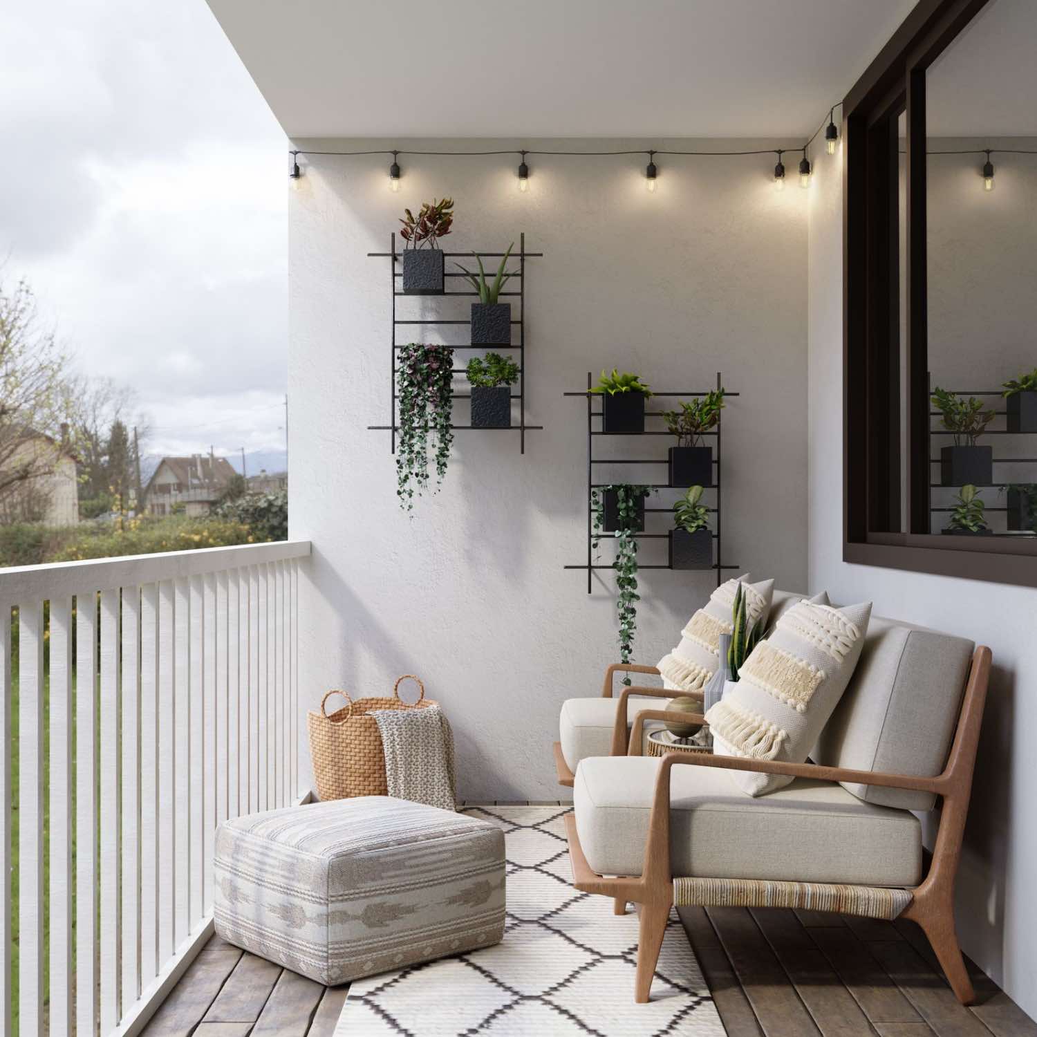 terraza decorada con muebles de exterior para la primavera