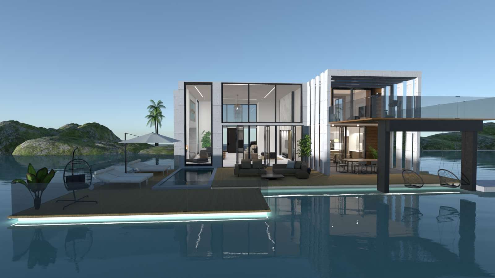 render digital de casa moderna, diseños de casas con planner 5d