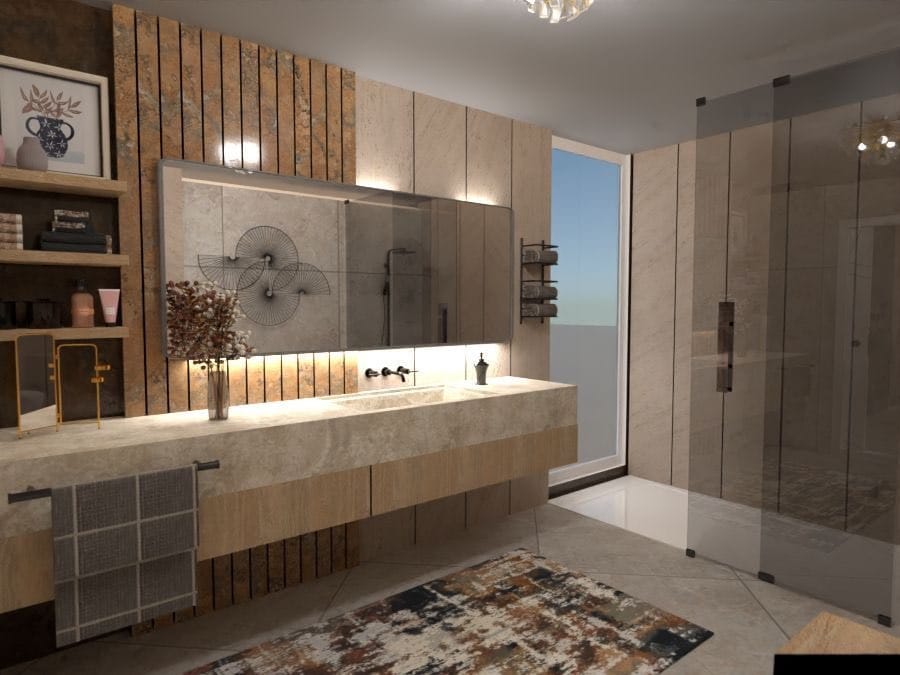 render 3d de cuarto de baño moderno, planner 5d gratis