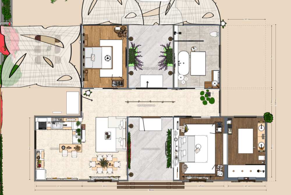 Planta de apartamento de 3 andares desenvolvida por Moonface