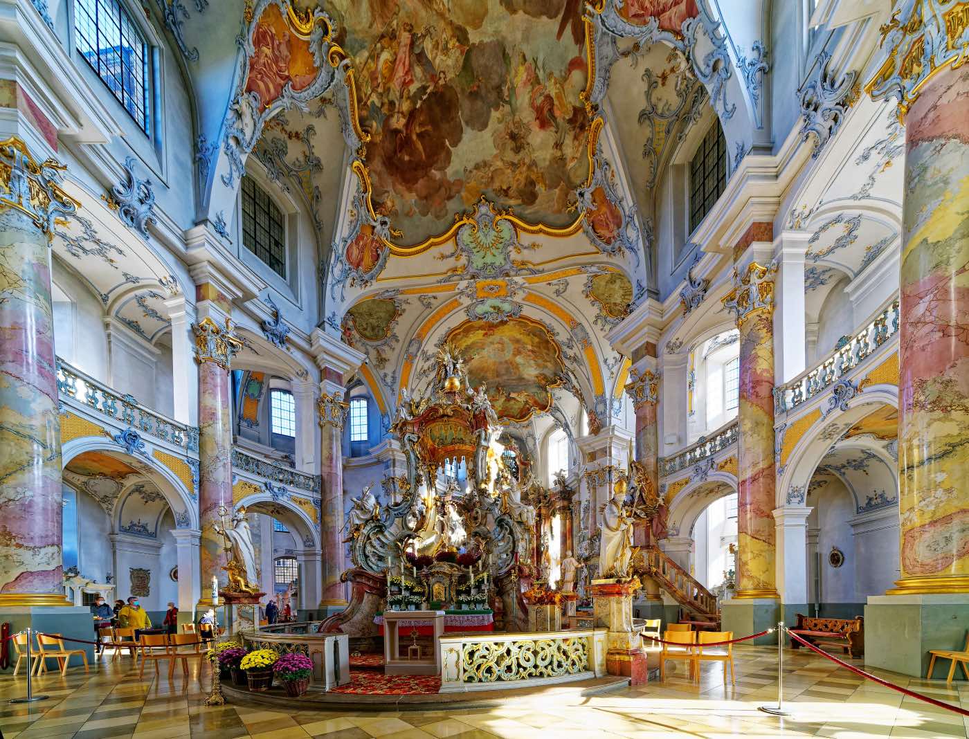 interior Basílica de Vierzehnheiligen, arquitectura barroca alemana, rococo