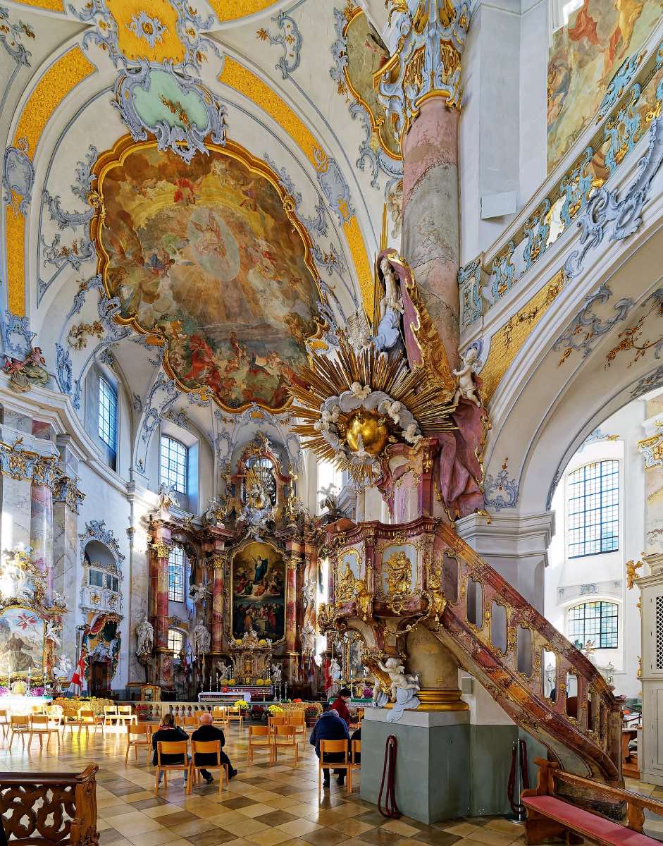 interior Basílica de Vierzehnheiligen, arquitectura barroca alemana