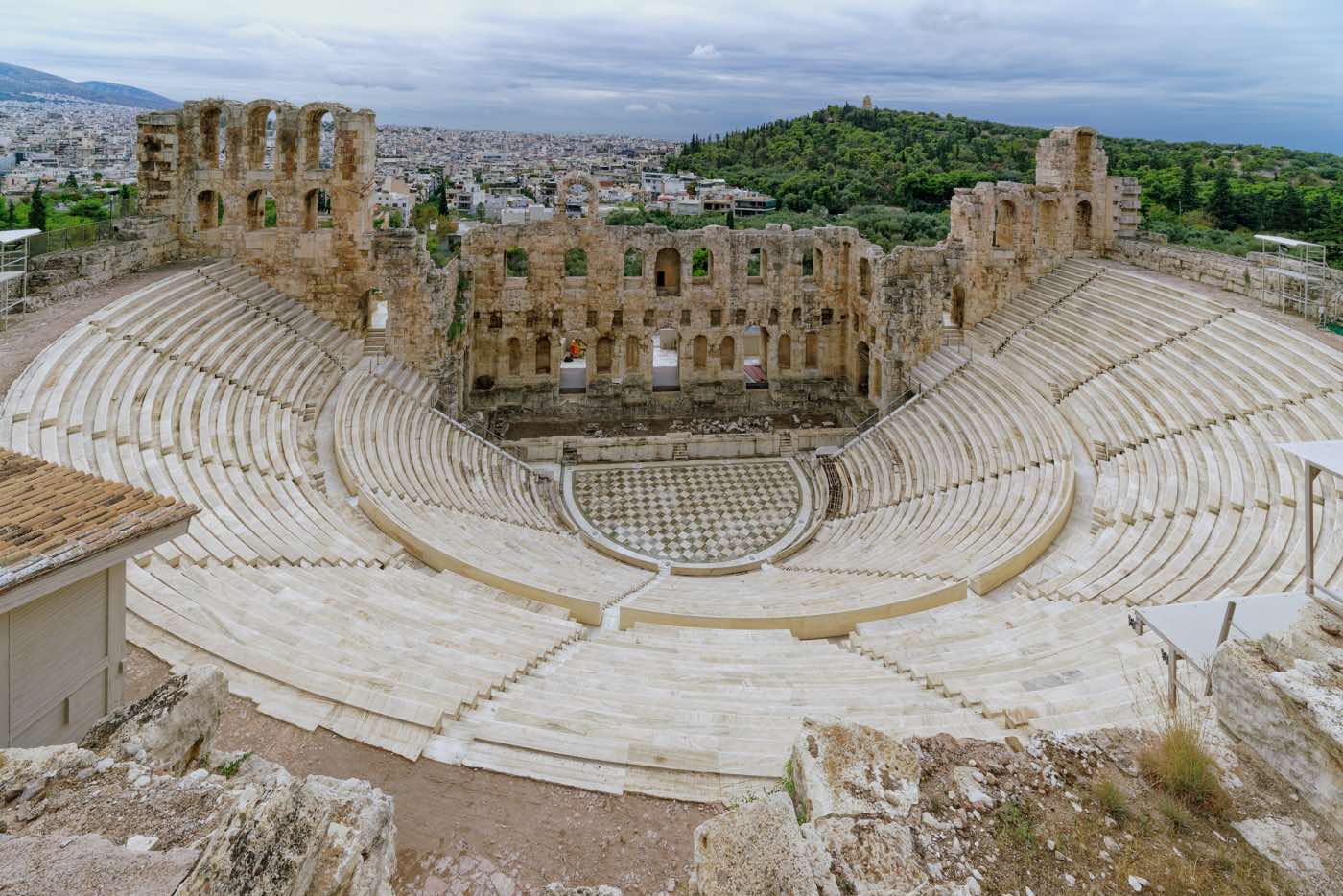 Odeón de Herodes Ático, teatro de piedra, arquitectura griega antigua