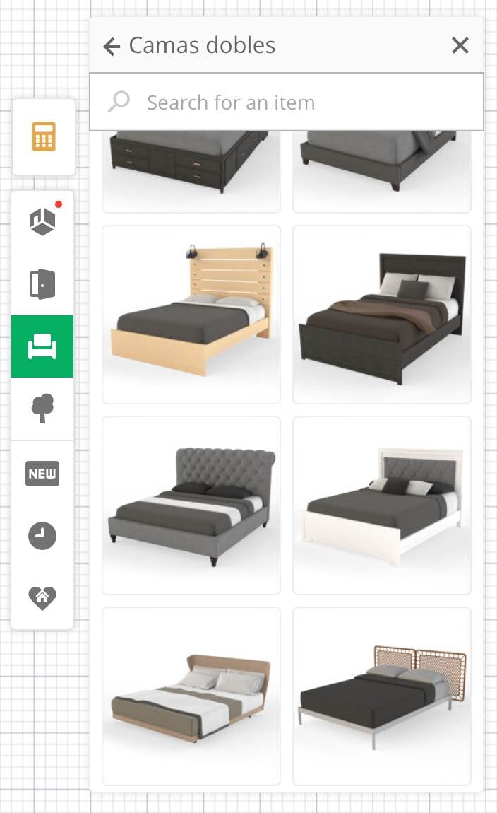 catálogo de muebles, camas, software de diseño de interiores, planner 5d