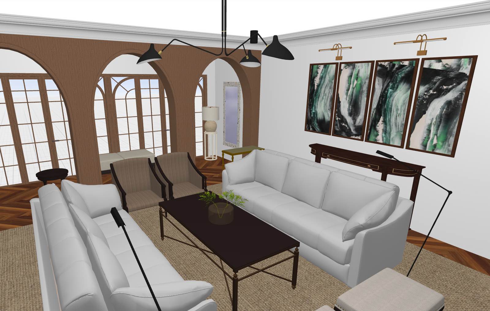 render 3d de sala de estar creado con planner 5d