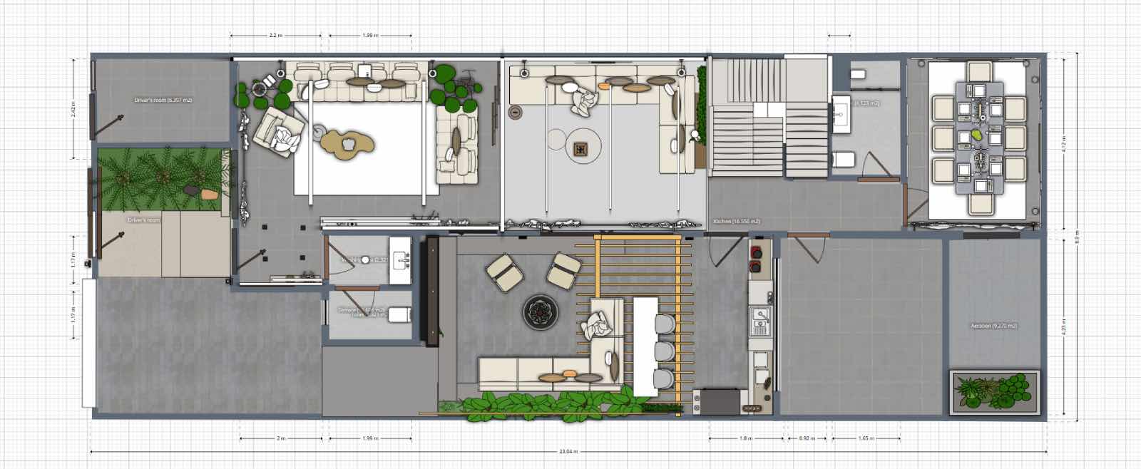 plano de casa de dos pisos con jardín, planner 5d