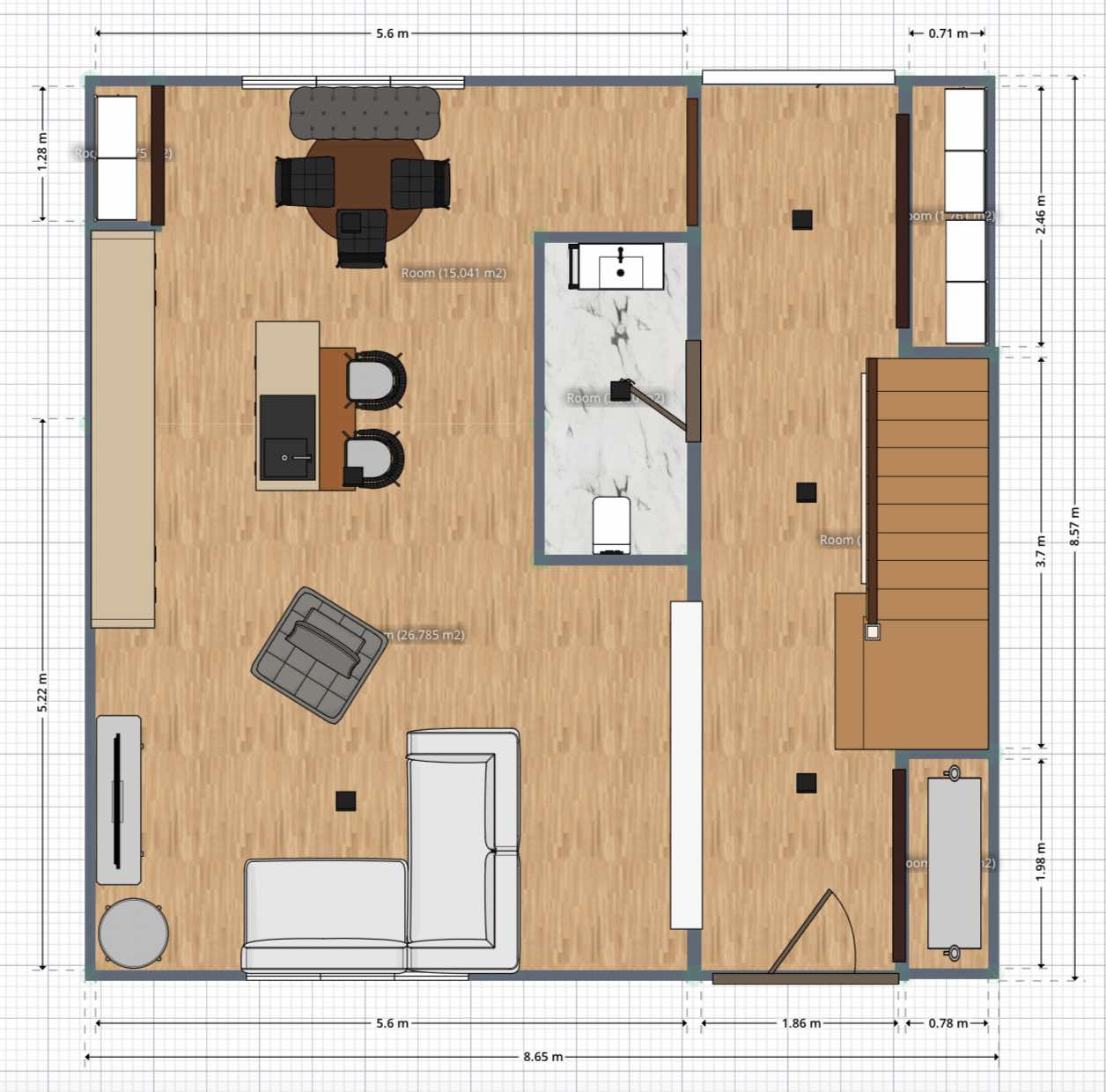 plano de casa pequeña de dos pisos, planta baja