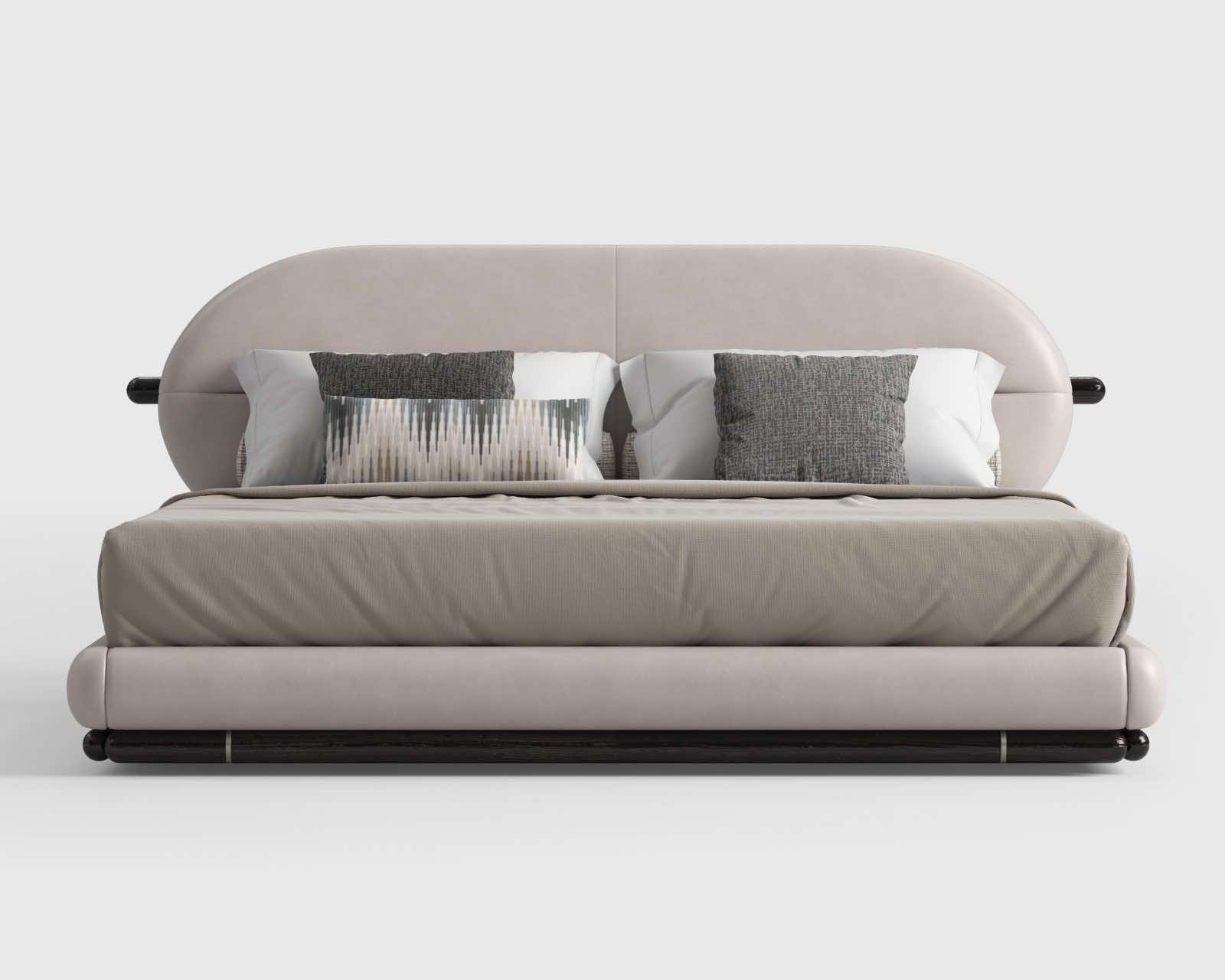 cama moderna de cuero blanco