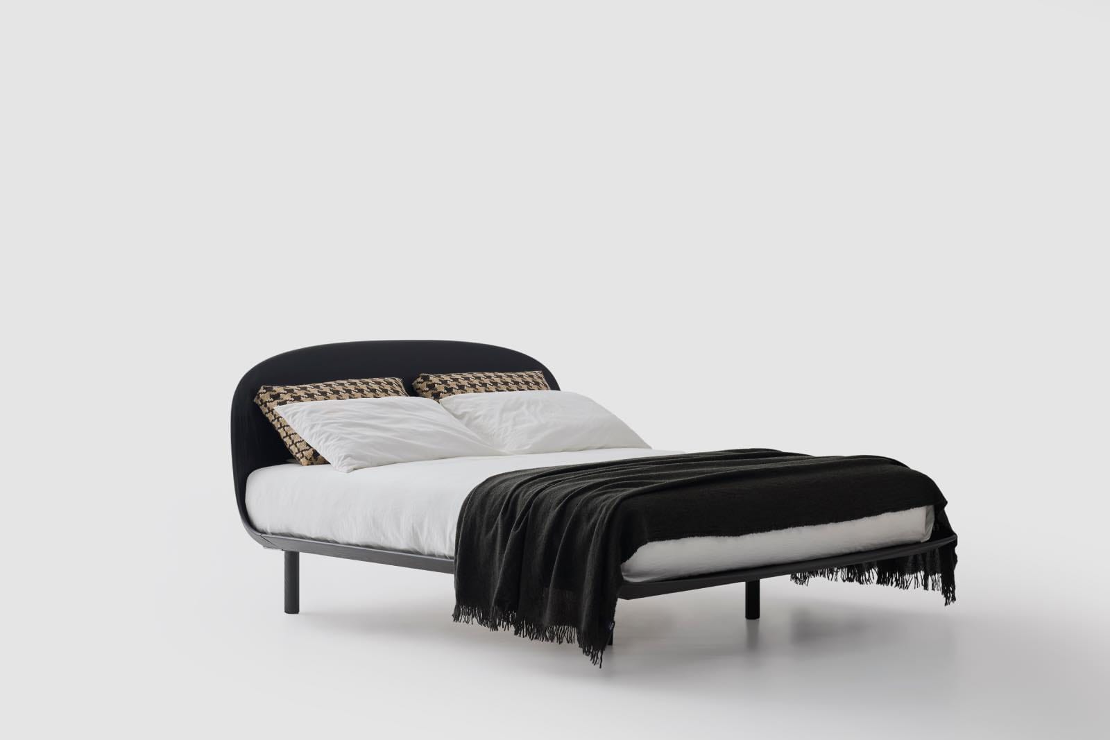 cama moderna con cabecero de madera blanco