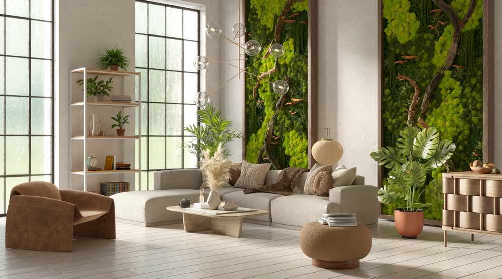 Jardim vertical decorando interior de casa