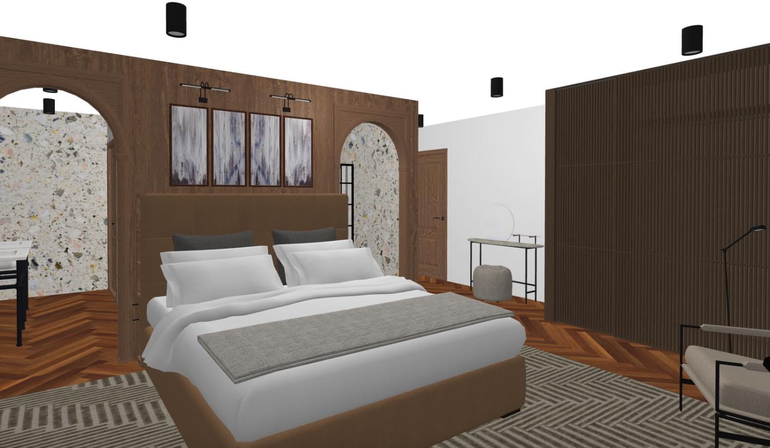 plano 3d de dormitorio de diseño, render de planner 5d