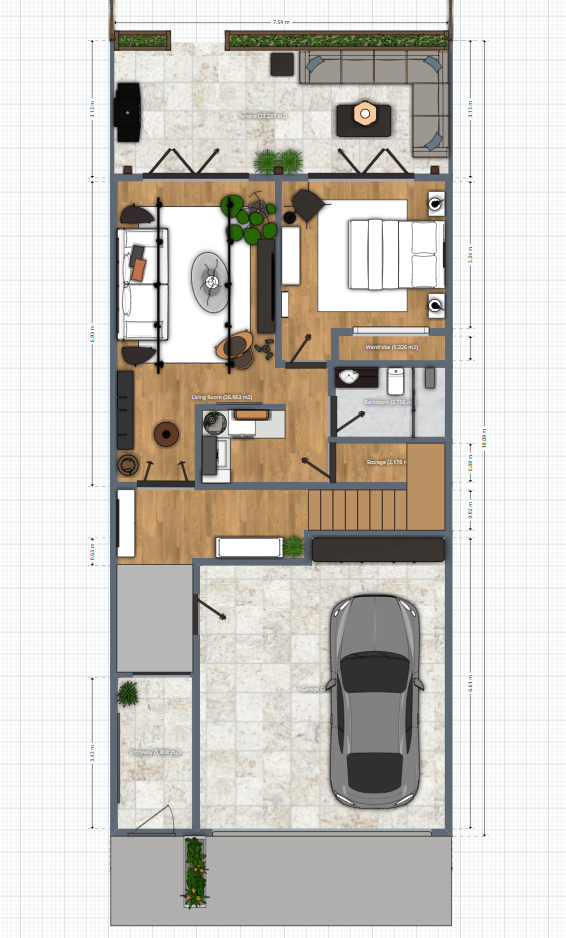 Plantas de casas modernas de dois andares com garagem