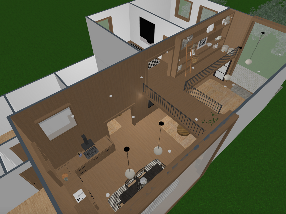 casa com dois andares visão 3D