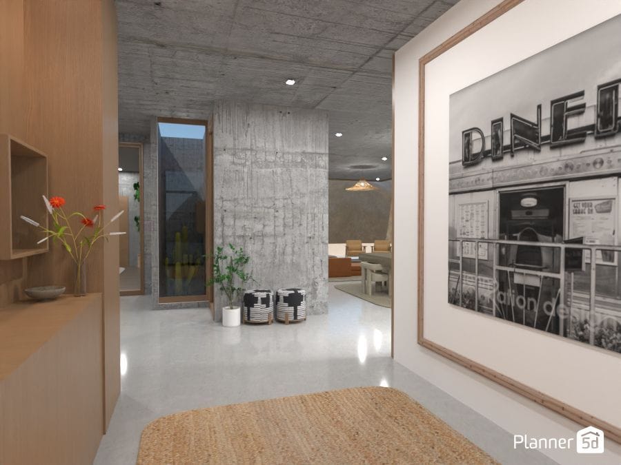 Render de casa moderna projetada no Planner 5D