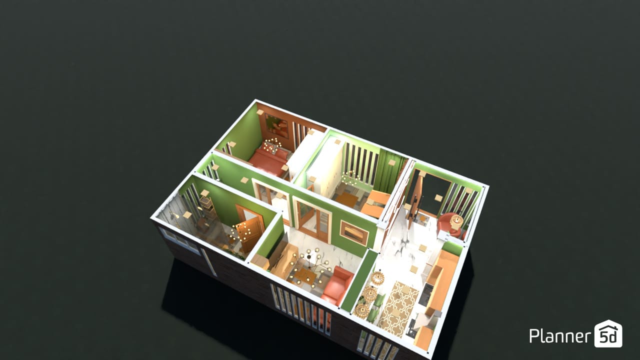 simulador de casa com quarto em visão 3D no Planner 5D