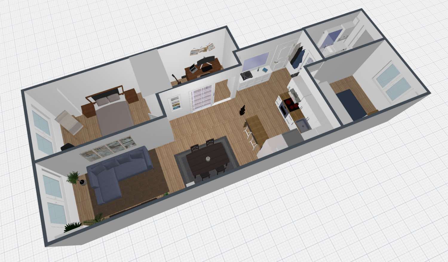 plano de casa de 3 dormitorios, diseños de casas económicas, planner 5d