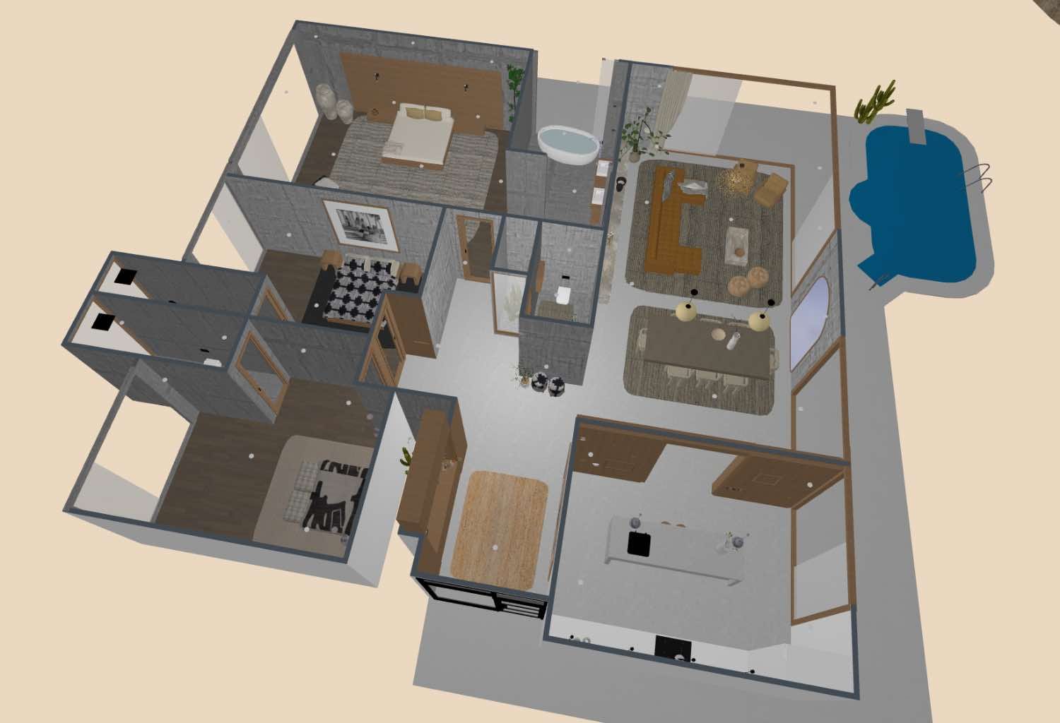 plano de casa de 3 dormitorios, diseños de casas económicas