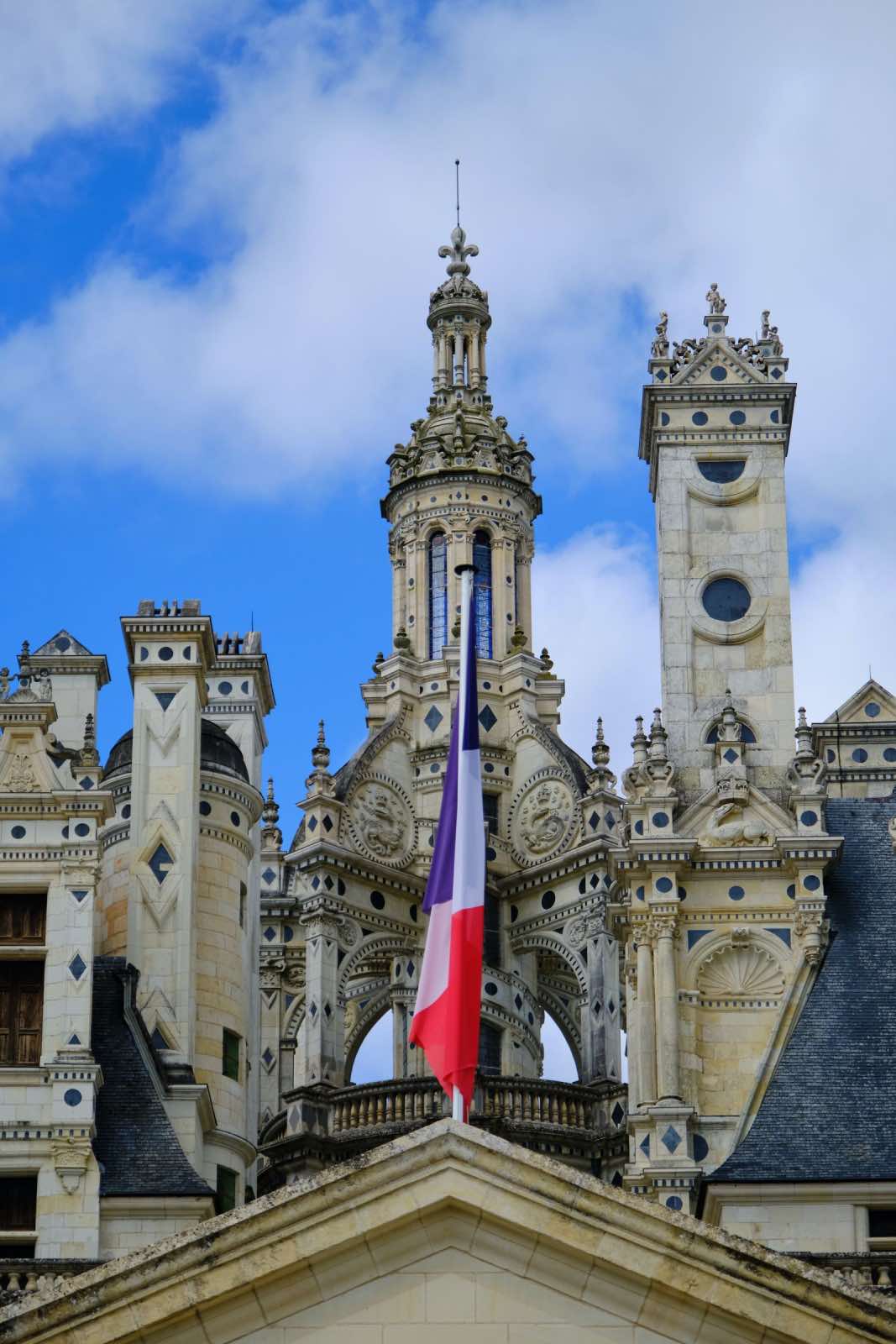 castillos del loira, detalle de chateau de chambord, palacio, arquitectura francesa