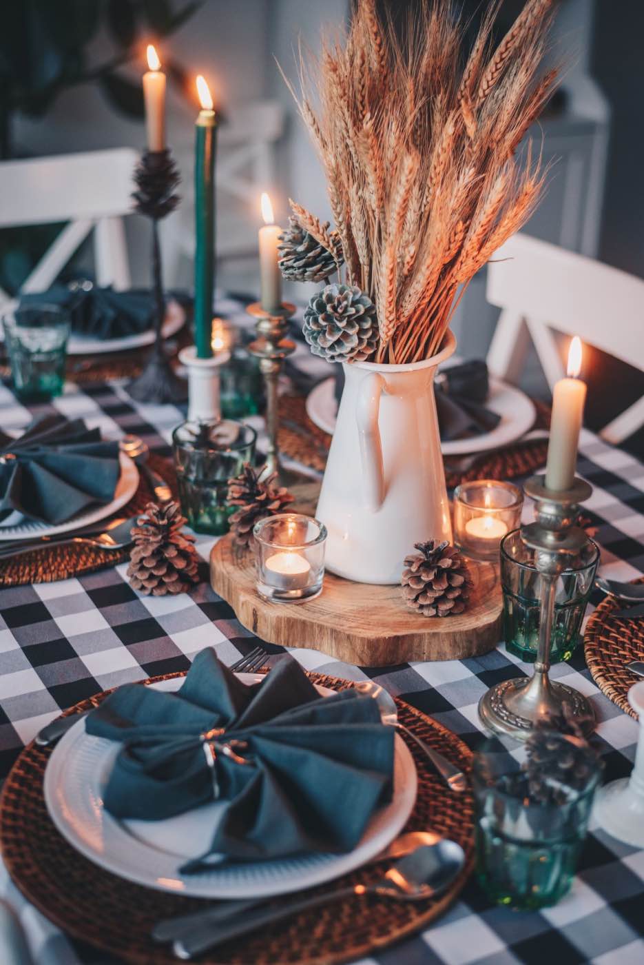 decoración de otoño para mesa de comedor