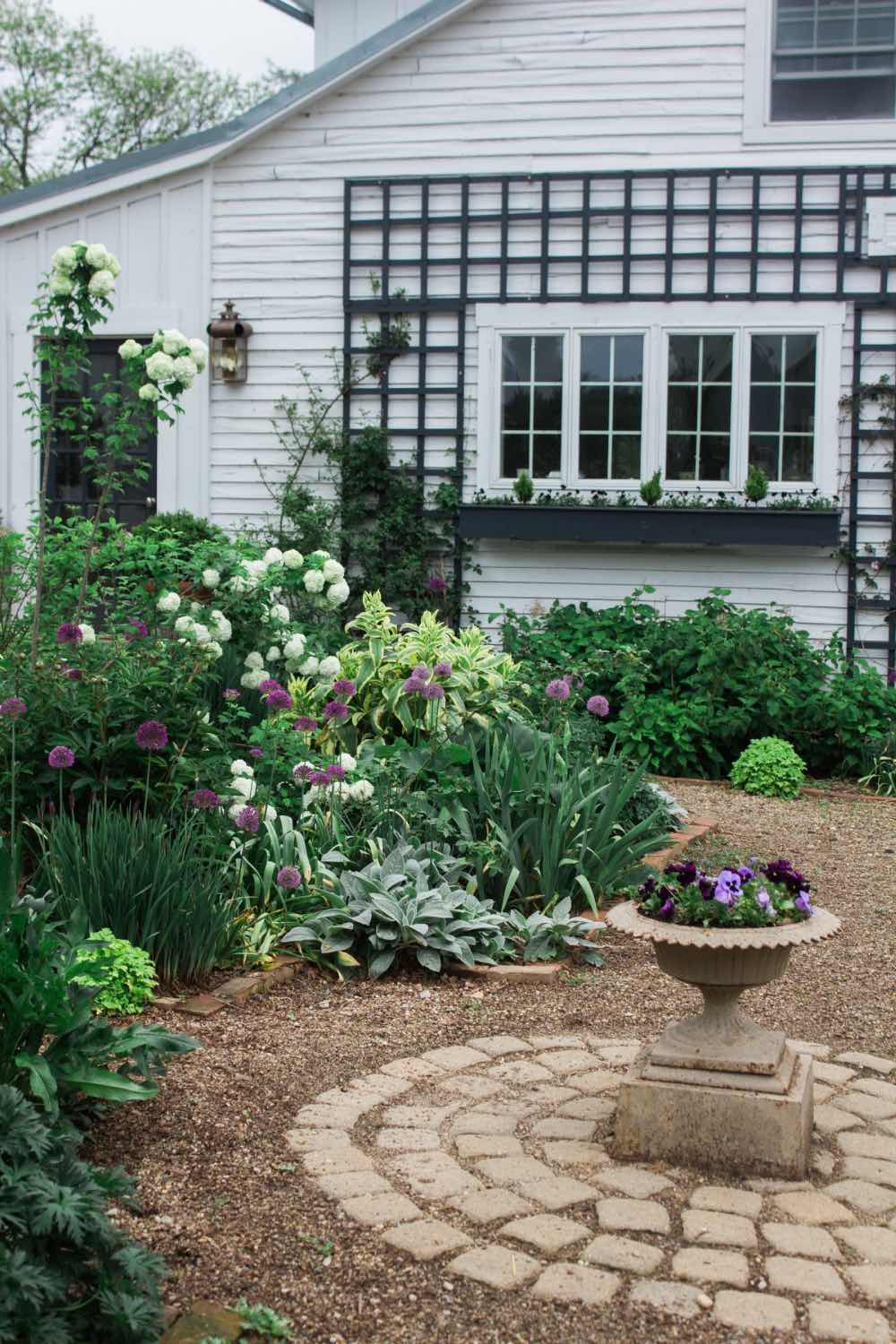 cute home with small garden with flowers and plants