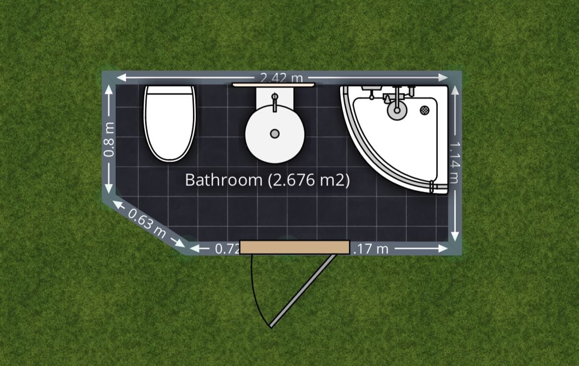 plano de baño pequeño con medidas, planner 5d