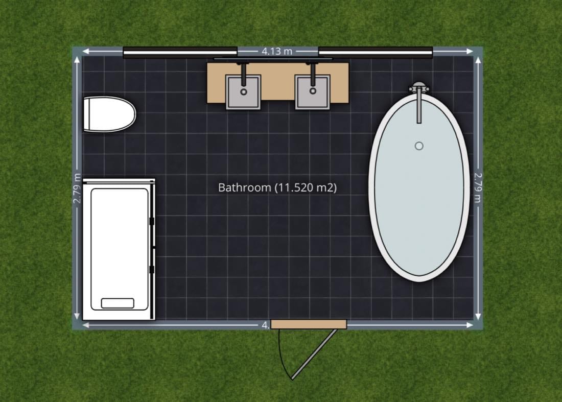 Plano de cuarto de baño de 11 m2 creado con Planner 5D