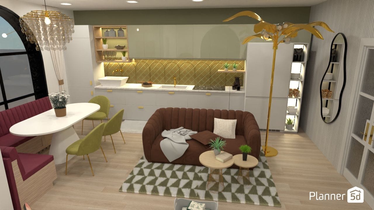 render de cocina moderna diseñado con planner 5d