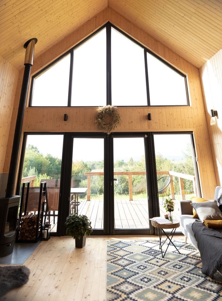 cozy barndominium with large windows