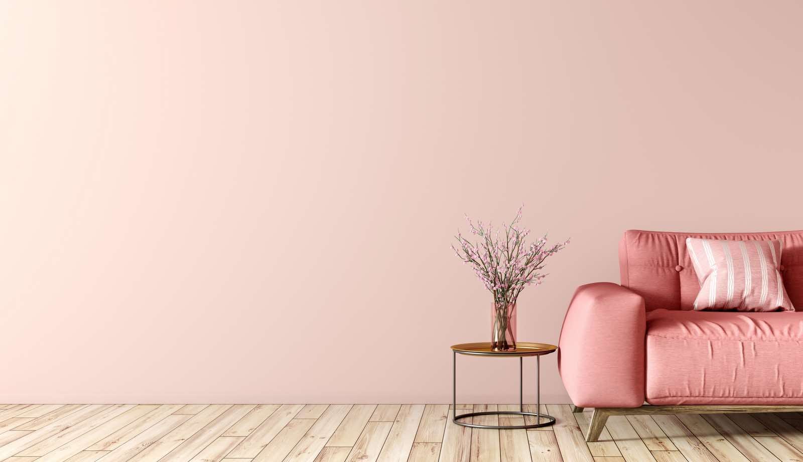 sala de estar rosa, colores de tendencia