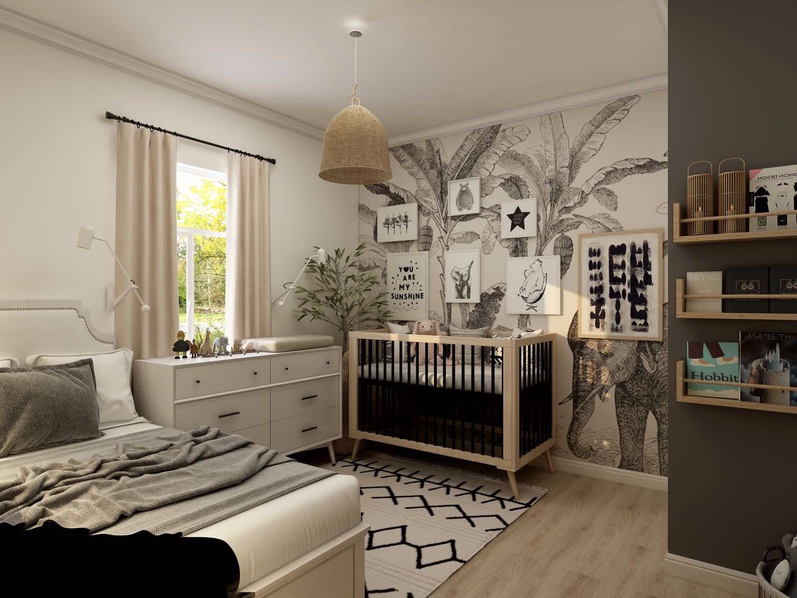 decoración de dormitorio infantil con estampados