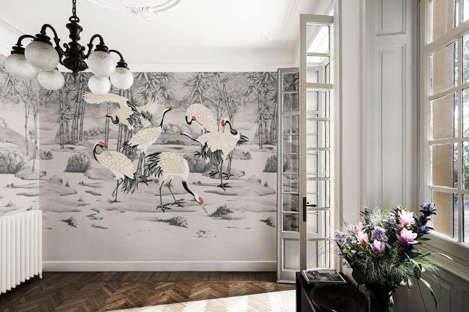 casa con papel de pared, papel estampado elegante