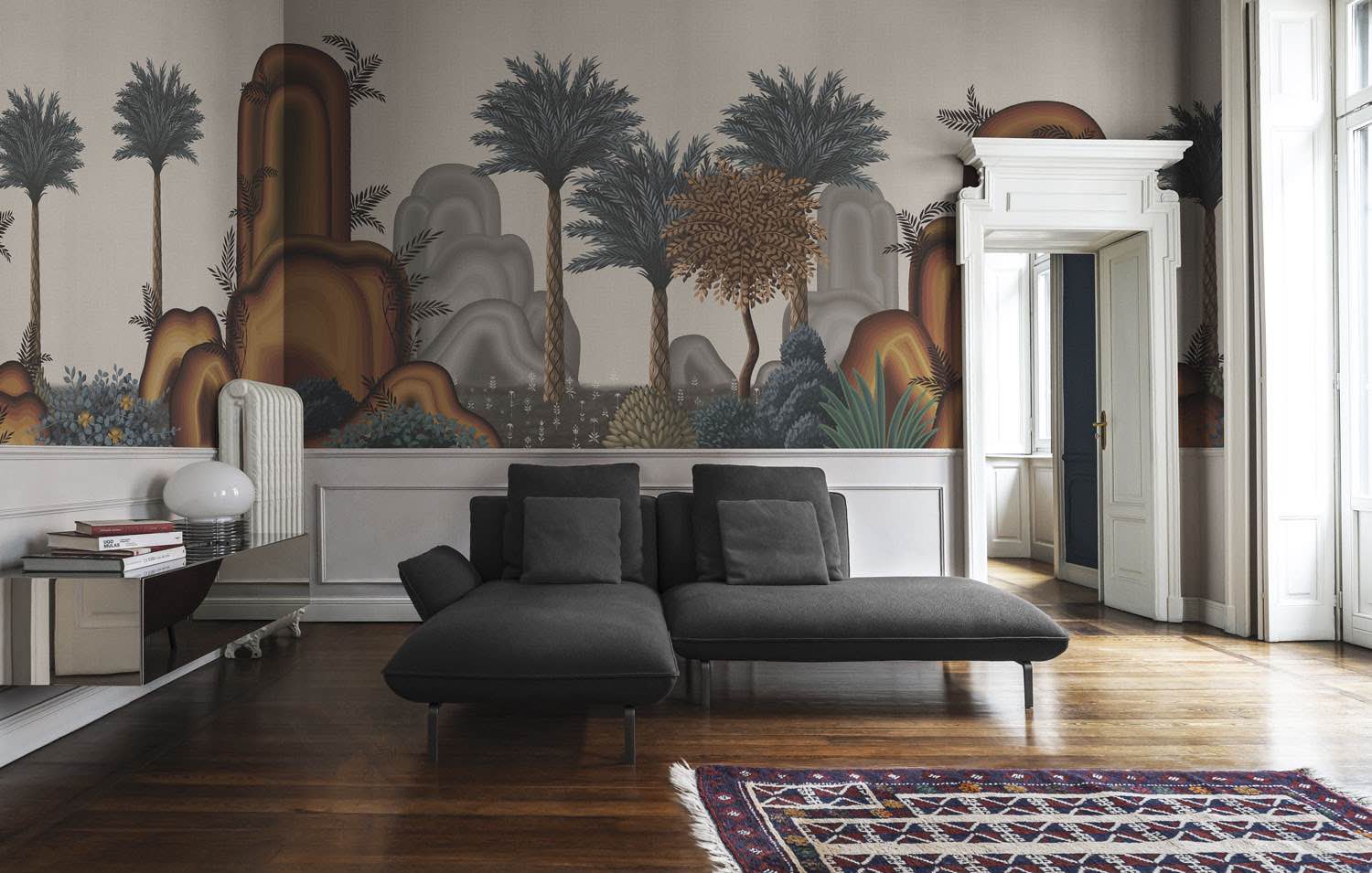 sala de estar, Papel tapiz para decoración moderna, diseño de interiores con papel de pared