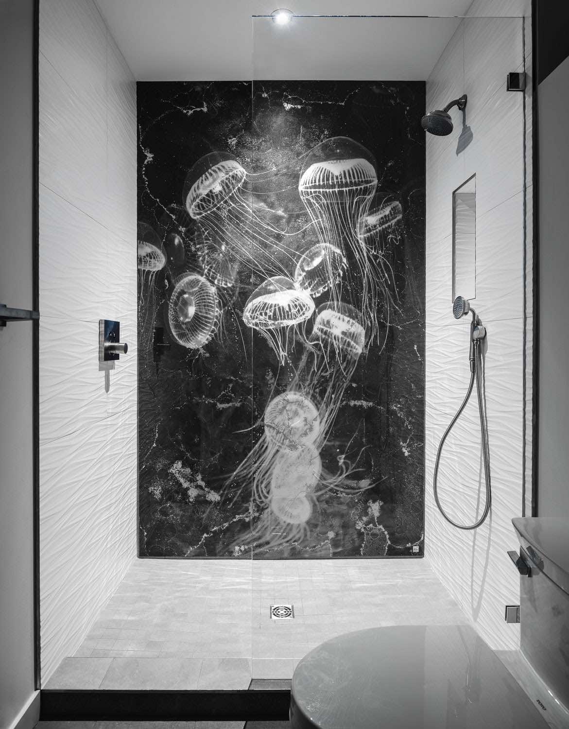 decoración, papel tapiz para el baño, ducha con estampados