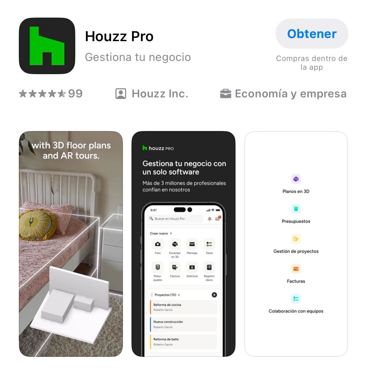 apps para diseño de interiores, houzz pro