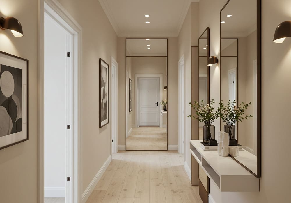 décoration de couloir avec des miroirs