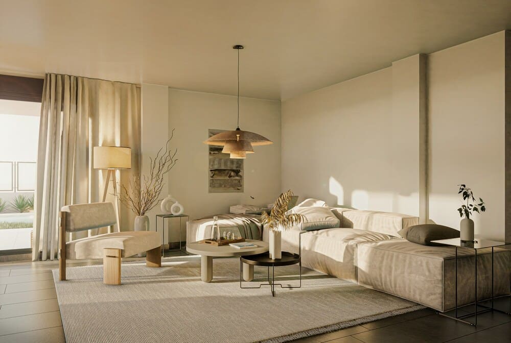 sala decorada com itens para melhorar o isolamento térmico