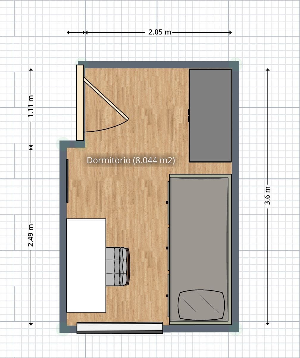 medidas de un dormitorio pequeño de 8m2