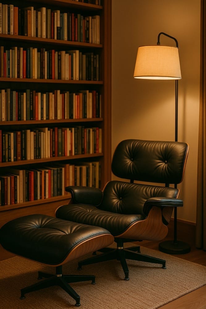 Midjourney vs. DALL-E 3 pour la décoration intérieure , eames lounge