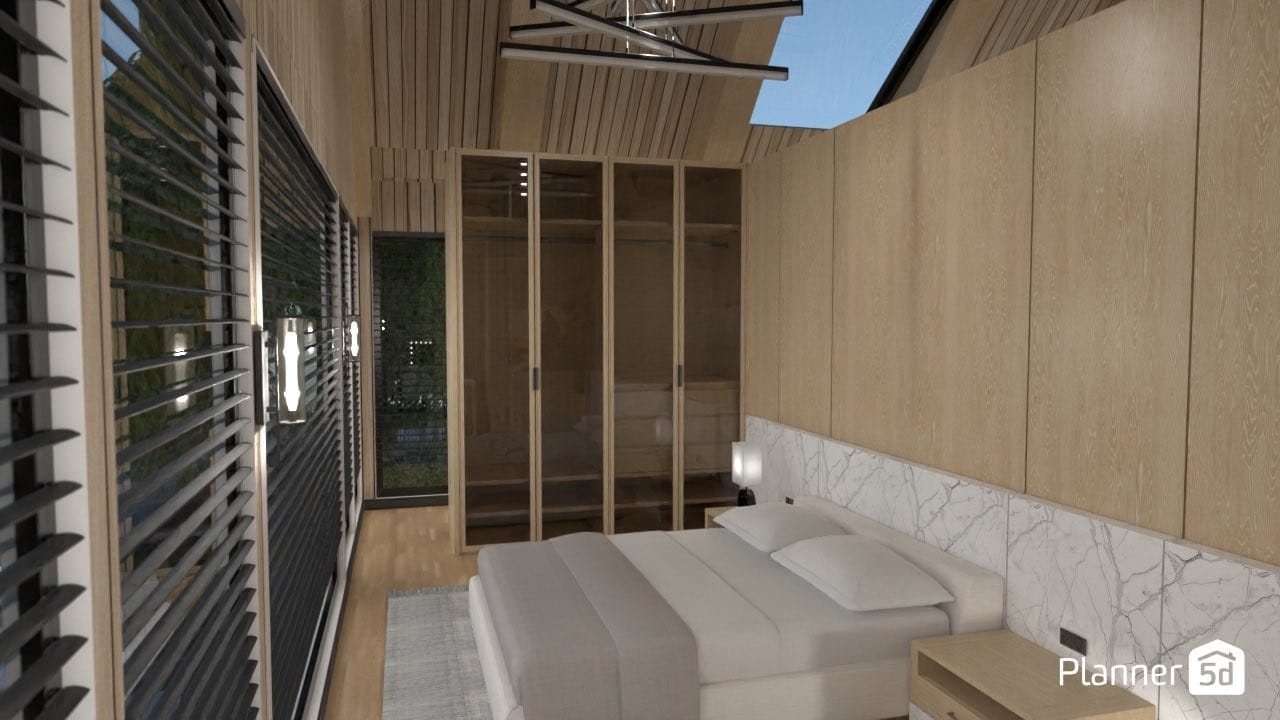 render 3d de dormitorio moderno, planner 5d