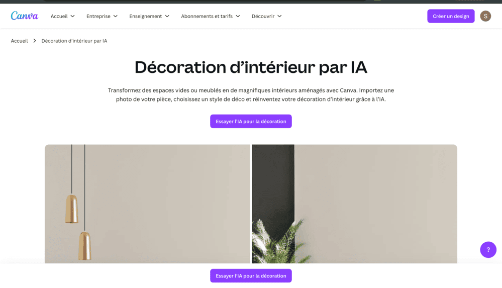Canva décoration d'intérieur par IA