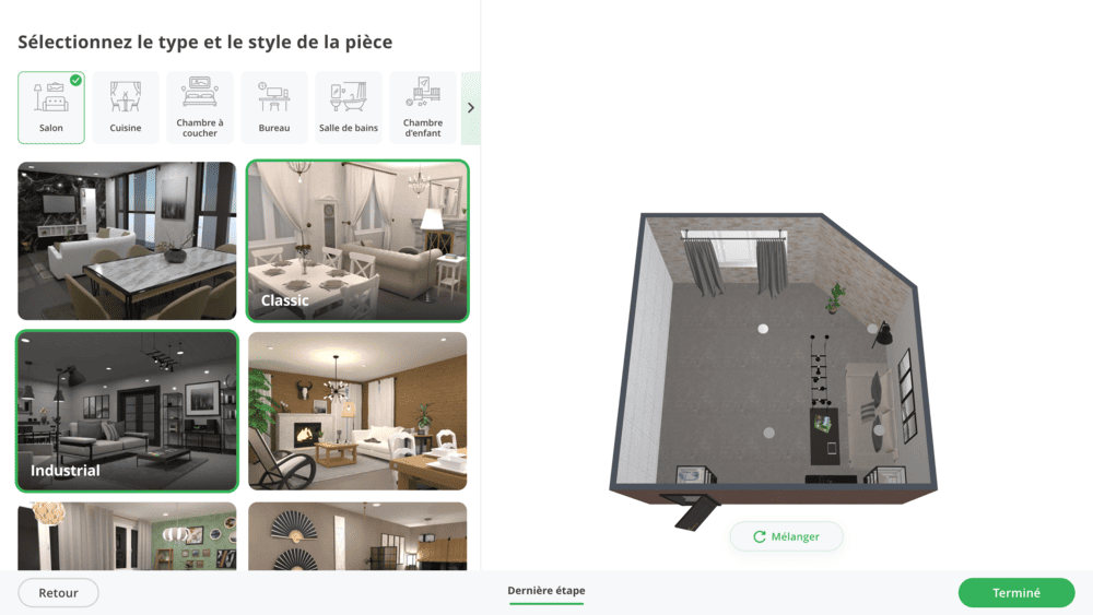 Design d'intérieur avec IA dans Planner 5D